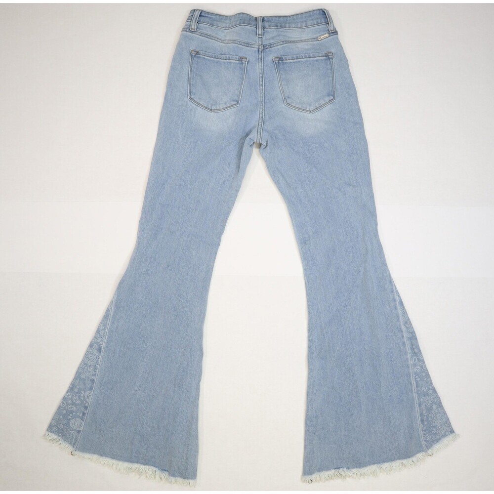 KanCan Light Blue Flared Jeans with Paisley Side Panels. Size 27 - Picture 5 of 8